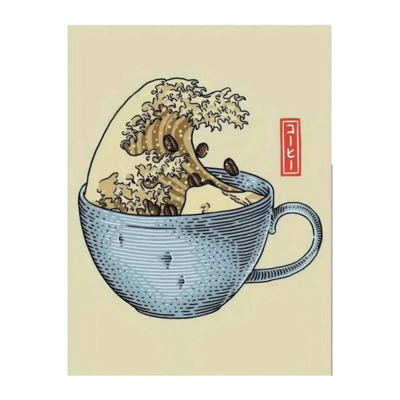 White Coffee Wave Canvas Poster (30x40cm) - 1 Piece - ملصق